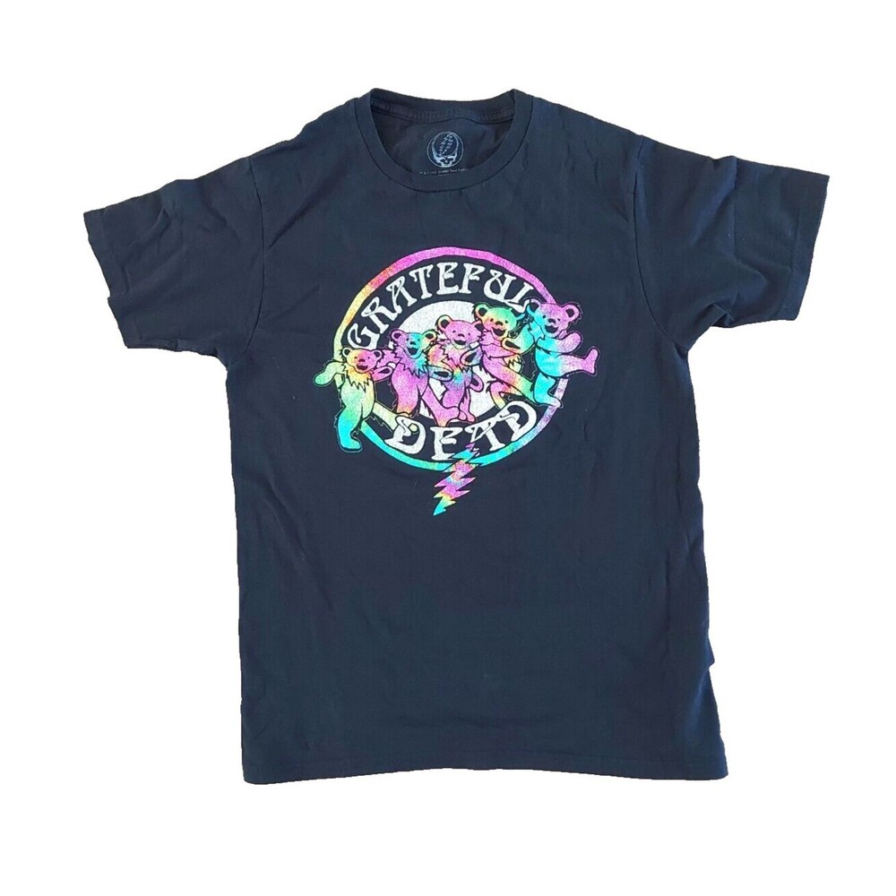 Grateful Dead Shirt Black Tie Dye Dancing Bears Logo Licensed Unisex Small
